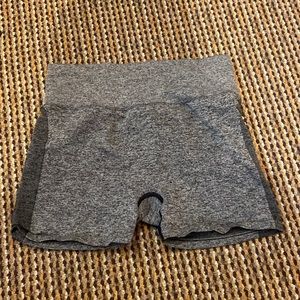 PINK active grey ribbed biker shorts